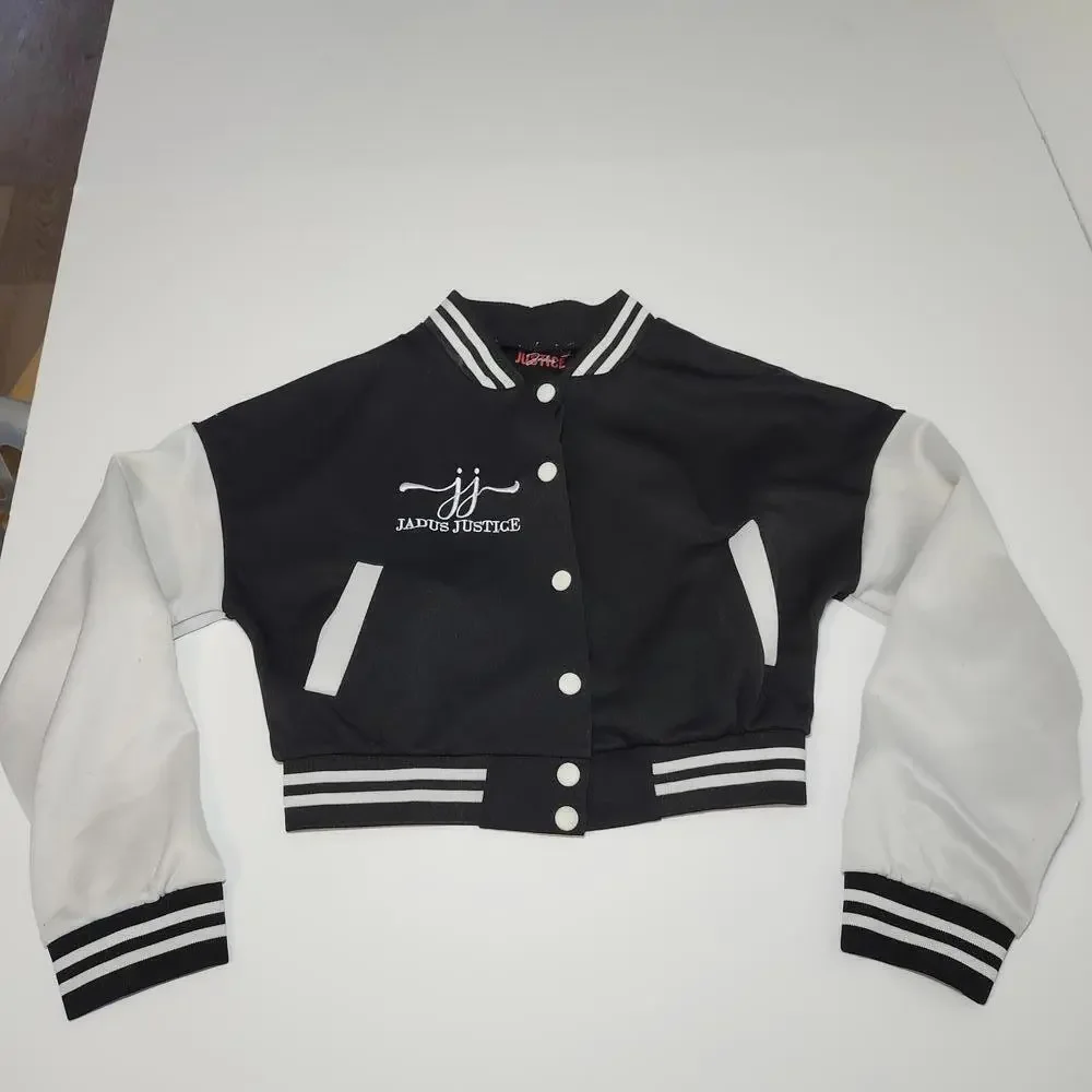Jadus Justice Cropped Varsity Jacket Black White L Streetwear Y2K With Or Withou
